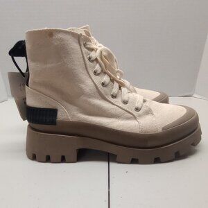 ZARA Chunky Canvas Combat Boots Size 8  Neutral Streetwear